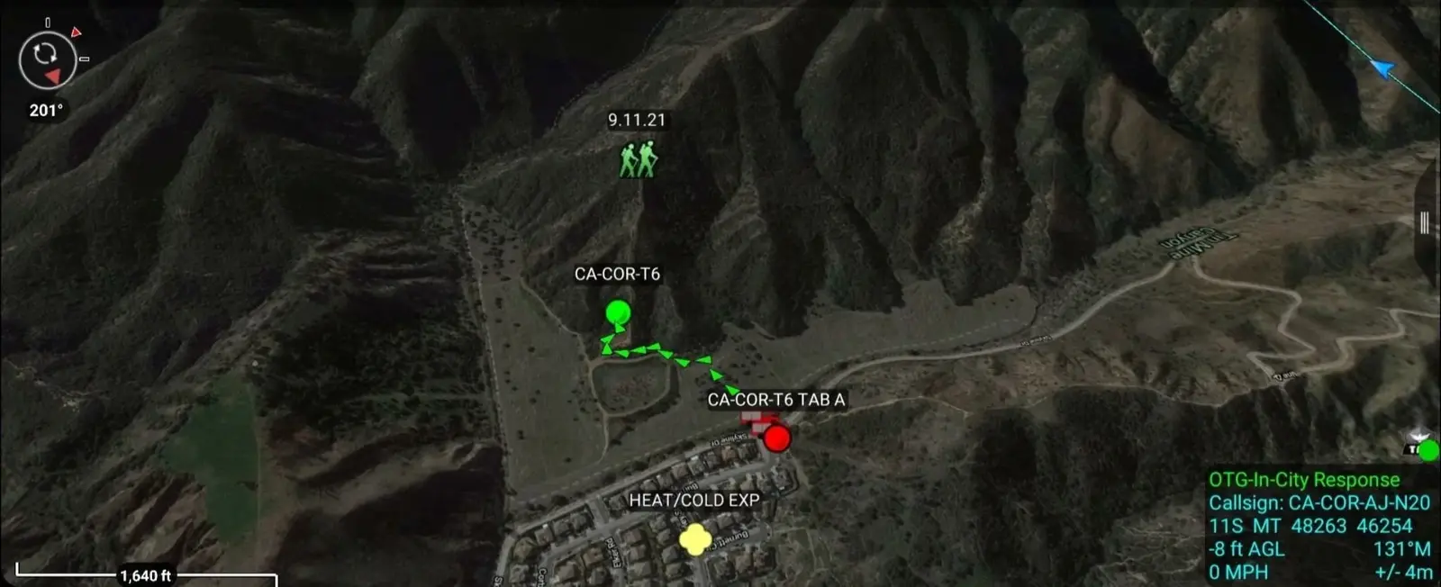 Search-and-rescue map with tracked resources