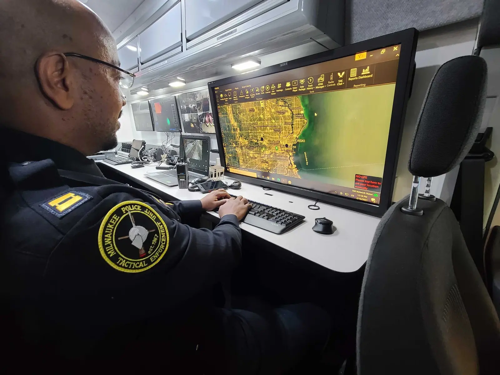 Operator working with a TAK common operating picture